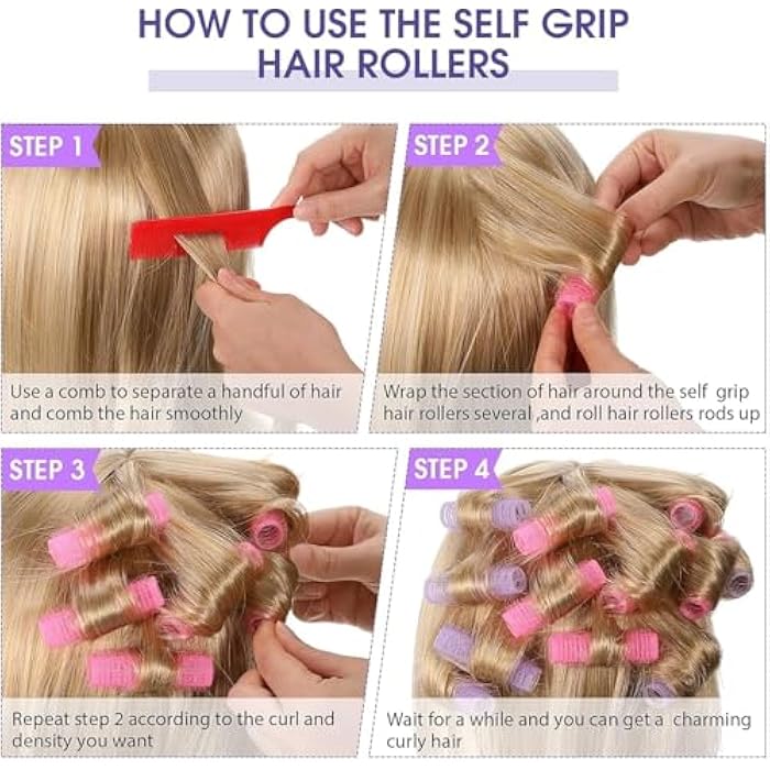 4pcs Self Grip Rollers Salon Hair Dressing Curlers Hair Rollers Self- adhesive Plastic Hair Curlers DIY Curly Curlers Hairstyle Tools 3.6 cm (MULTICOLOR) - Image 3